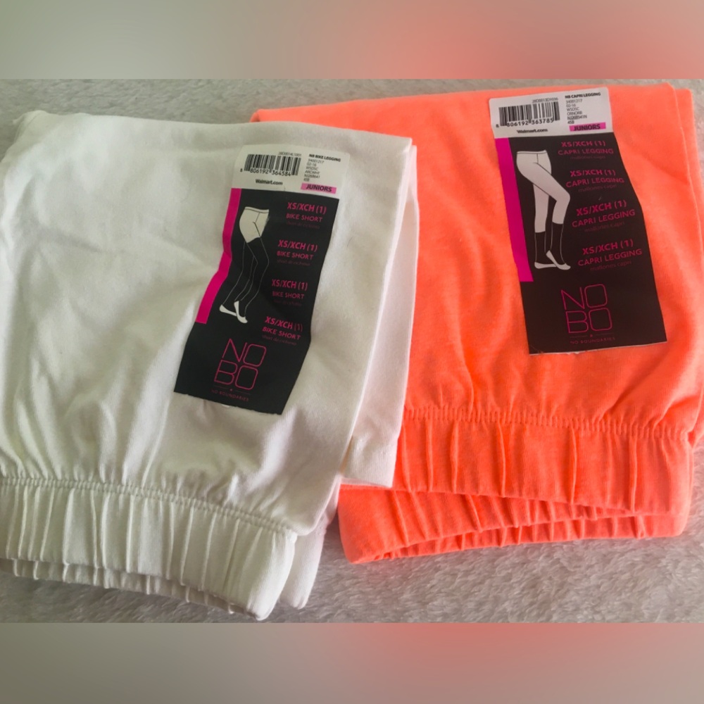 No Boundaries Juniors Capri Legging Coral, white Bike Shorts Size 1 X-Small set